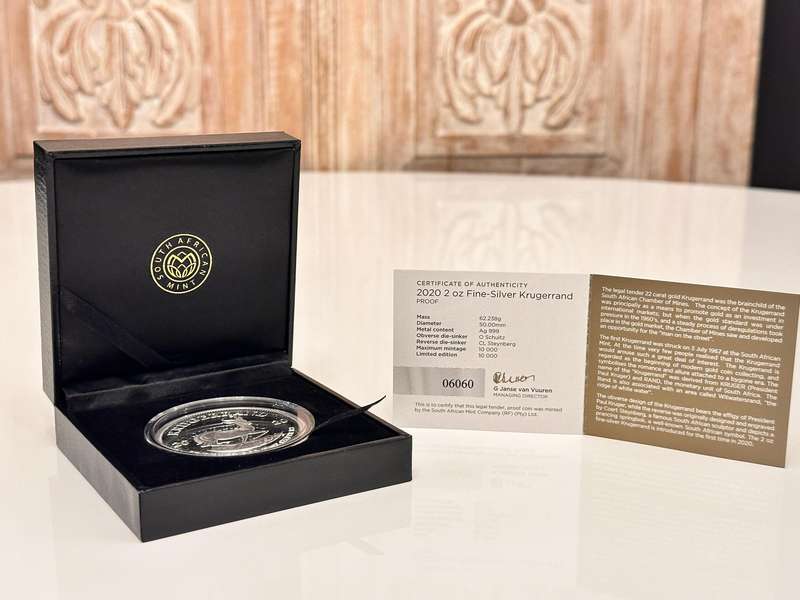2oz Silver Proof Krugerrand 2020 - In Original SA Mint box with Certificate
