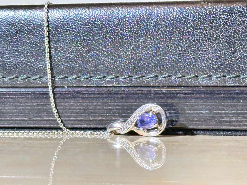 9CT White Gold Necklace with Tanzanite Silver Pendant