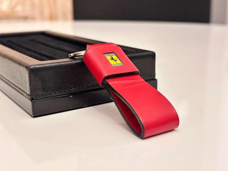 Ferrari Genuine Keyring - Leather with Prancing Horse