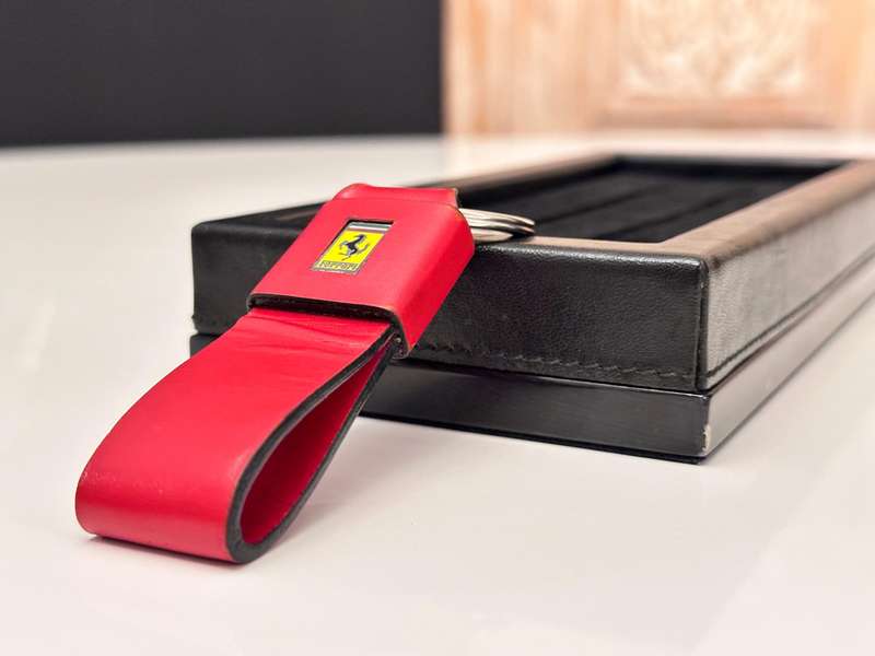 Ferrari Genuine Keyring - Leather with Prancing Horse