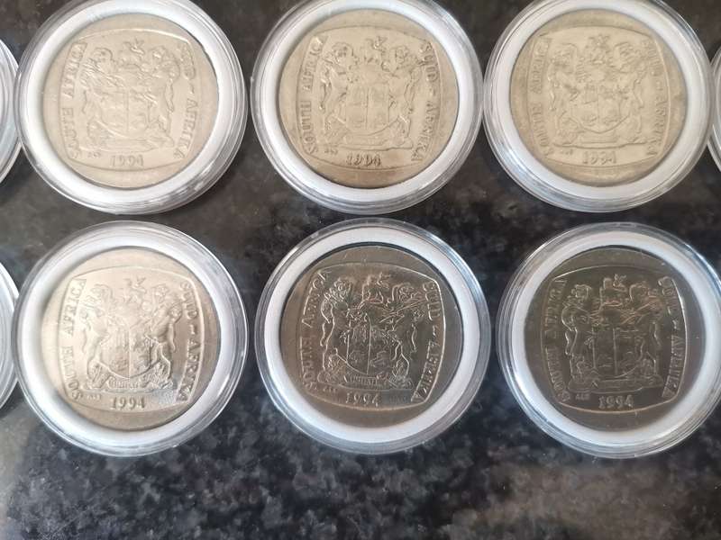 10 x 1994 Presidential Inauguration R5 Coins - Bid per coin to take the lot