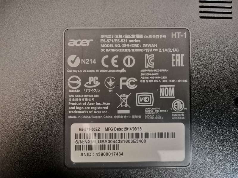 Acer Core i5 Z5WAH Laptop - For spares or repairs