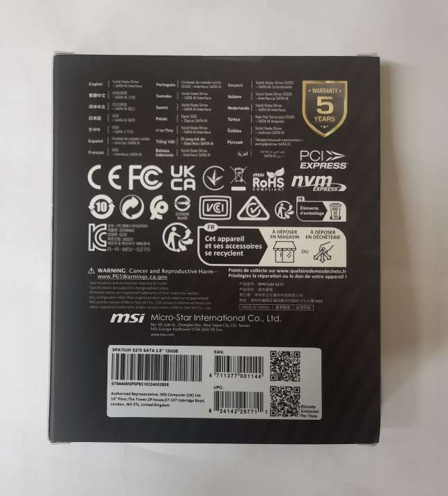 msi 2.5" SATA 120GB SSD - Spatium S270 - NEW