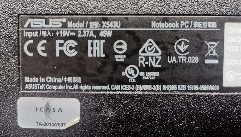 ASUS X543U 7th Gen CORE i3 Laptop
