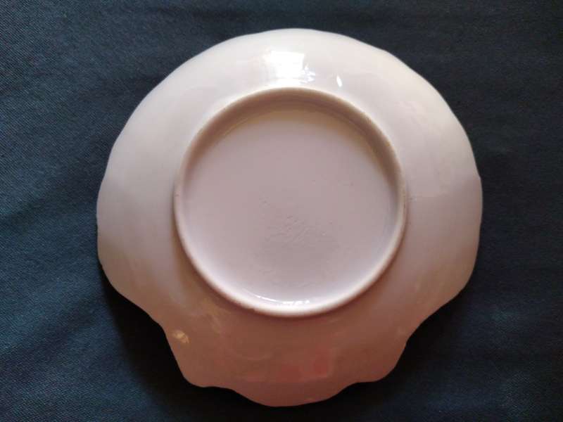 Ceramic Shell Jewelry Dish/ Trinket Dish with Violet Flower Design