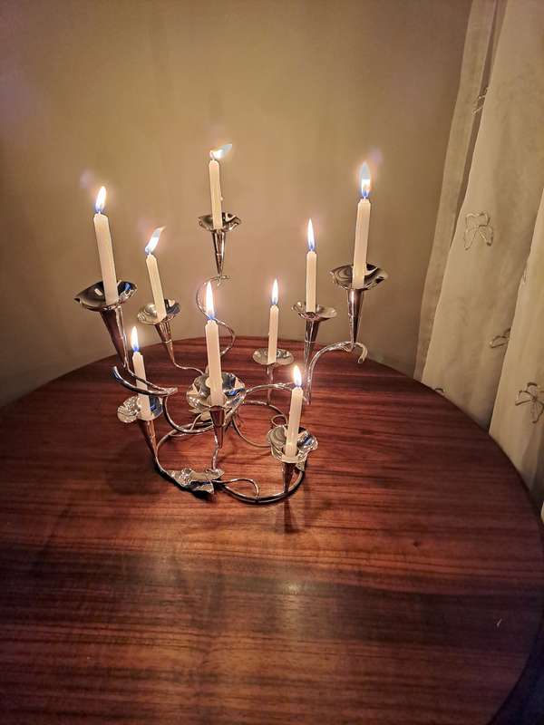Epergene Centre Piece 9 Fluted Silver Plated