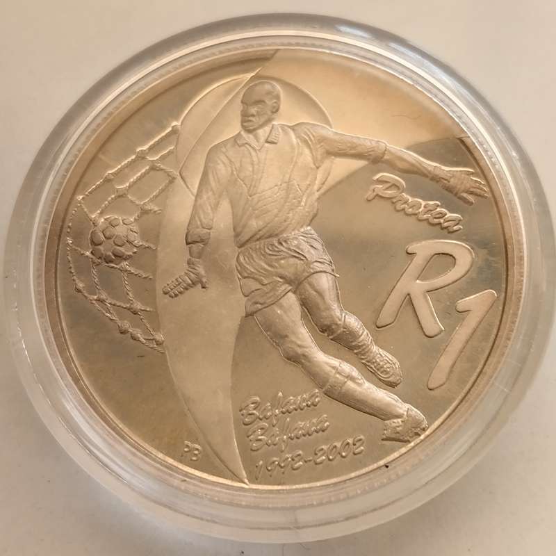 2002 Proof Soccer One Rand with Box and COA #C0052