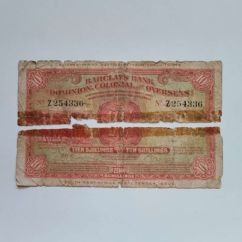 Barclays Bank 10 Shillings South West Africa #N0013