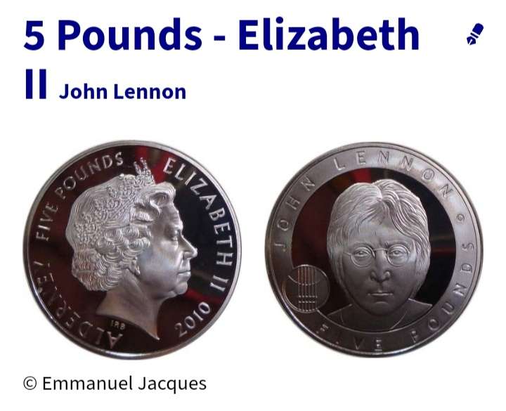 2010 5 Pound John Lennon Silver Proof Crown #C0068