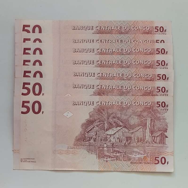50 Francs Congo Notes in Sequence (7485794-7485800) #N0019
