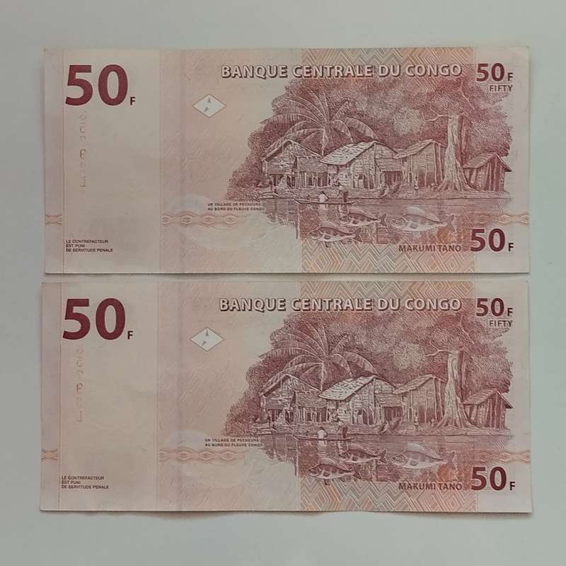 50 Francs Congo Notes in Sequence (7485791-7485792) #N0020