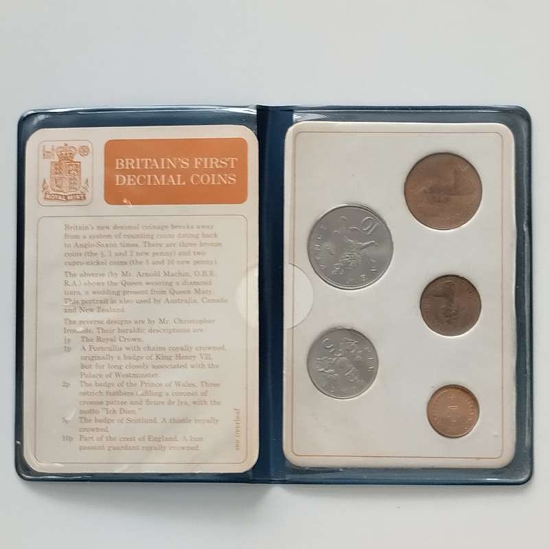 British First Decimal Coin Set in Pouch (1/2 Penny to 10 Pence) #C0108