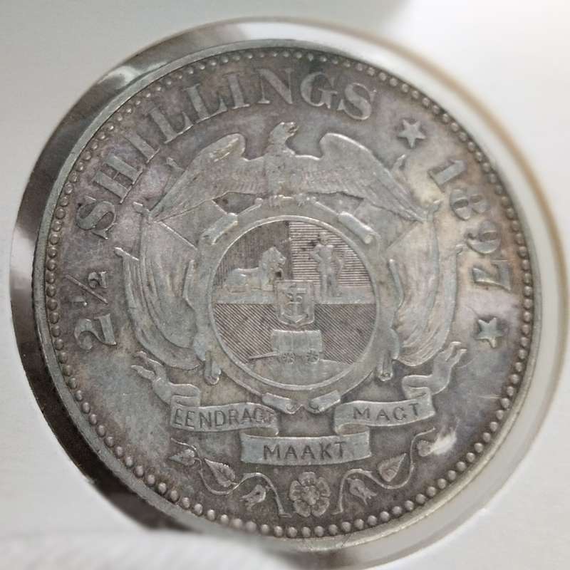 1897 ZAR 2 and a Half Shilling in Flip #C0134