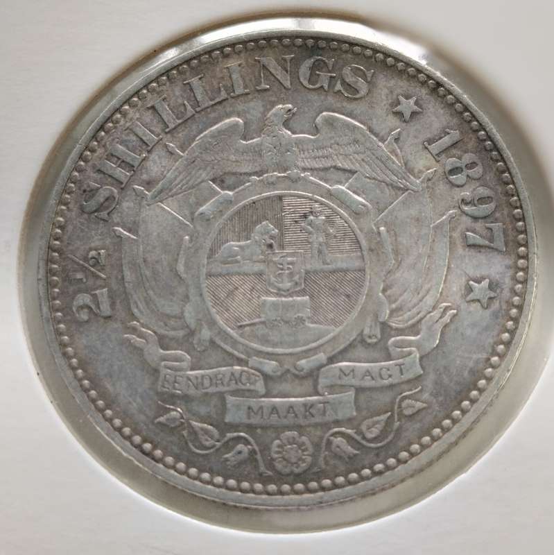 1897 ZAR 2 and a Half Shilling in Flip #C0134