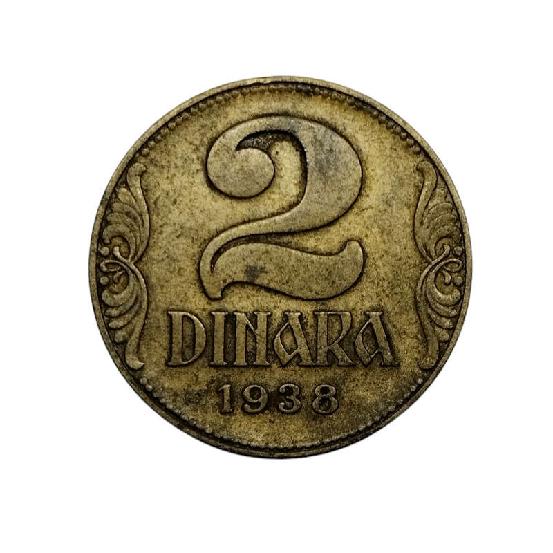 1938 2 Dinara Yugoslavia (large crown) #C0152