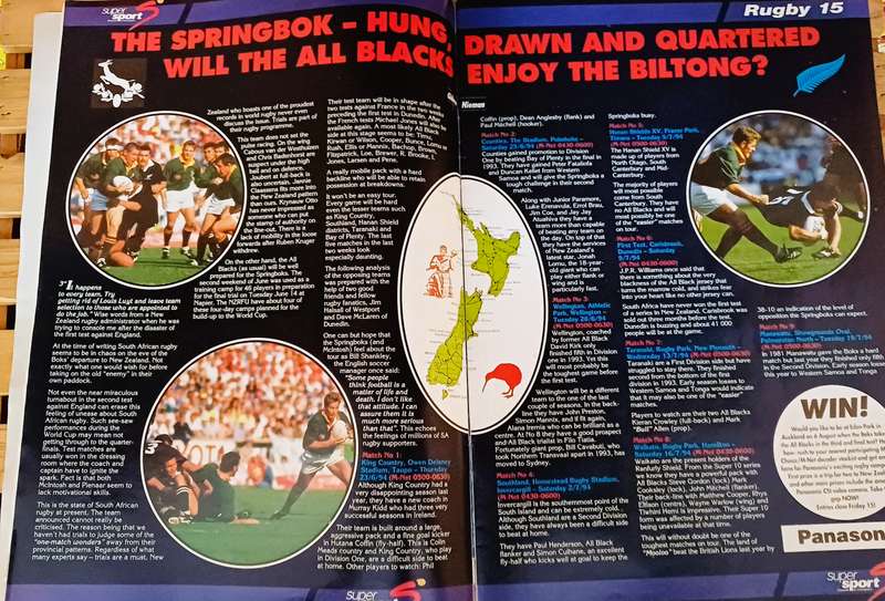 Rugby 15 Boks VS All Blacks Magazine 1994