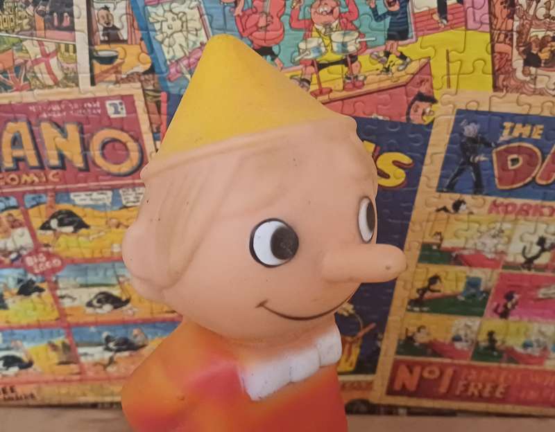 Vintage 1960's Rubber Pinocchio Figurine (Lamp/Not tested)