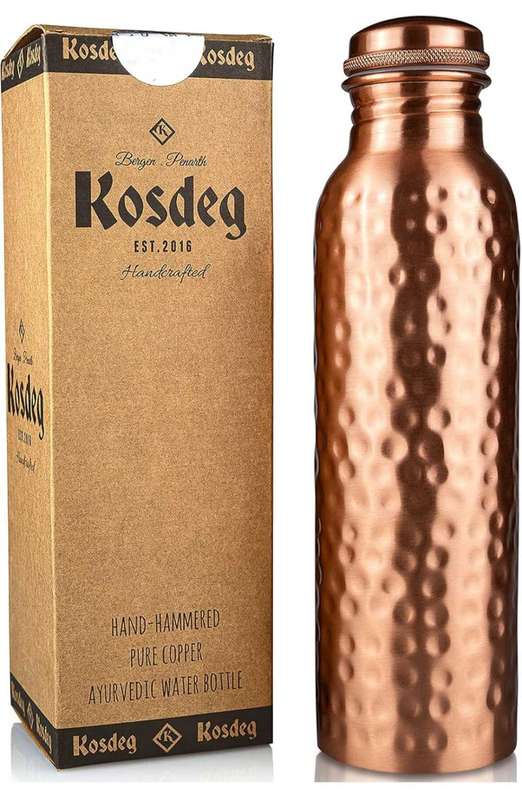 Pure Hammered Copper Water Bottle