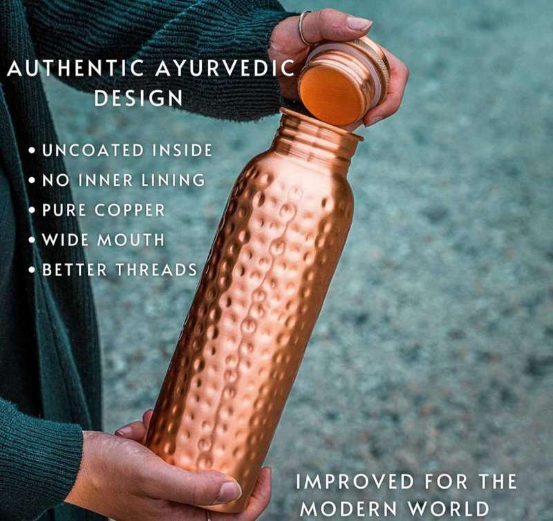 Pure Hammered Copper Water Bottle