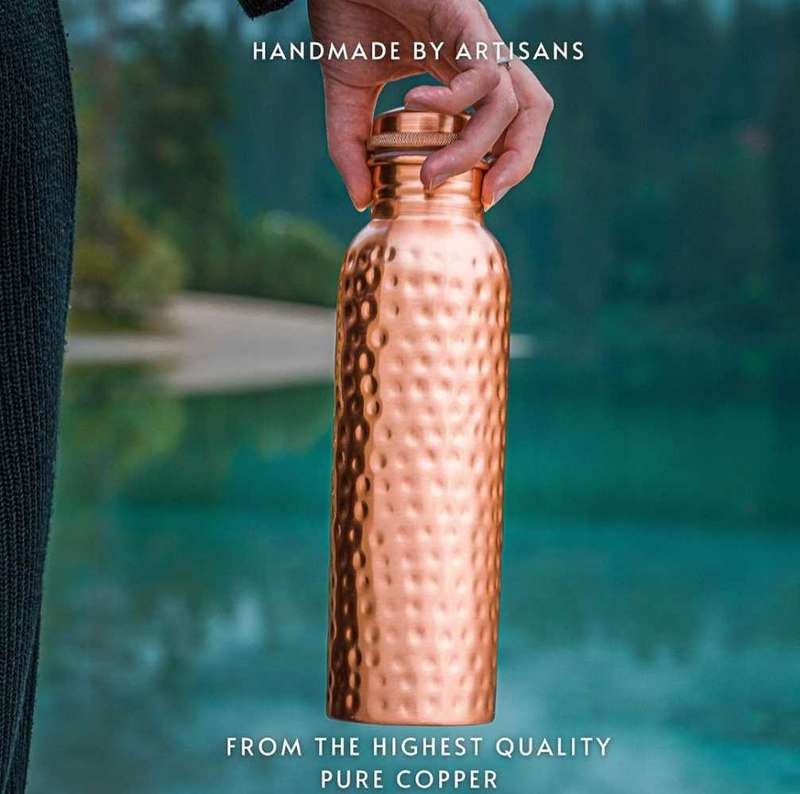 Pure Hammered Copper Water Bottle