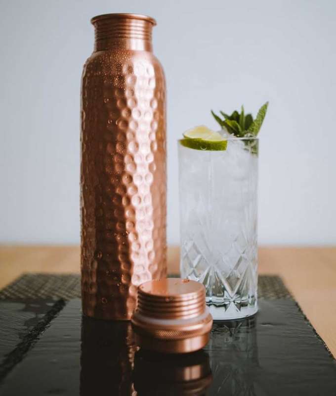 Pure Hammered Copper Water Bottle