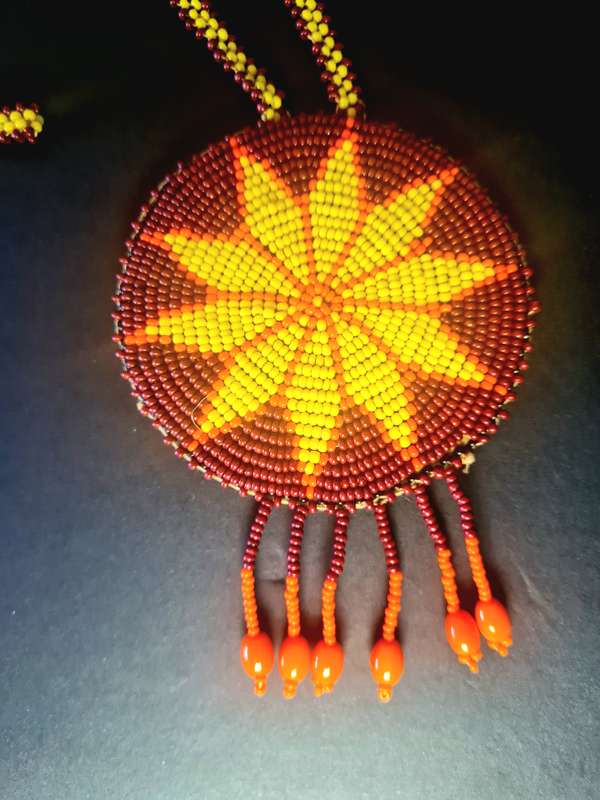 Bead necklace, with pendant. Handmade.