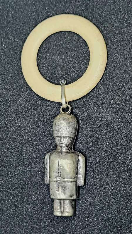 Soldier rattle, teething ring and whistle