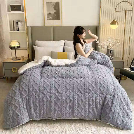 Luxury XL Thick Sherpa Fleece Blanket - 200 x 230 cm - Grey