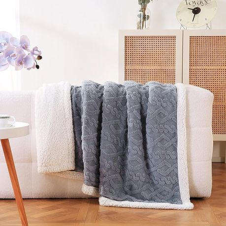 Luxury XL Thick Sherpa Fleece Blanket - 200 x 230 cm - Grey