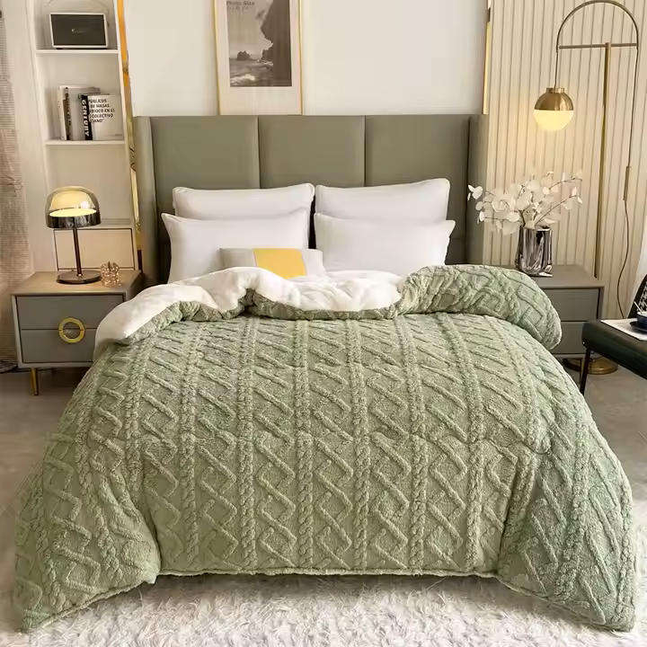 Luxury XL Thick Sherpa Fleece Blanket - 200 x 230 cm - Green