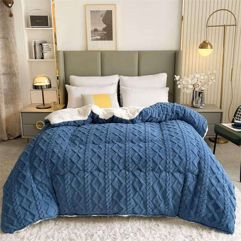 Luxury XL Thick Sherpa Fleece Blanket - 200 x 230 cm - Blue