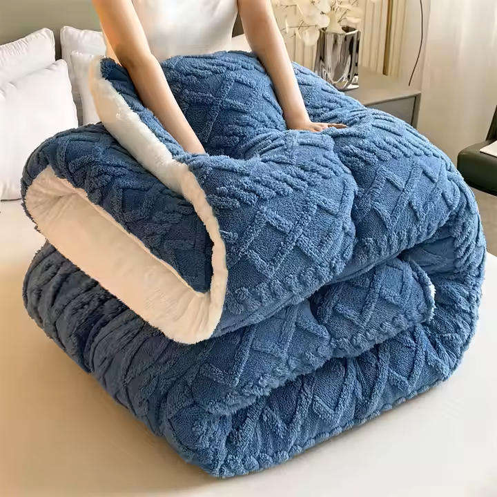 Luxury XL Thick Sherpa Fleece Blanket - 200 x 230 cm - Blue