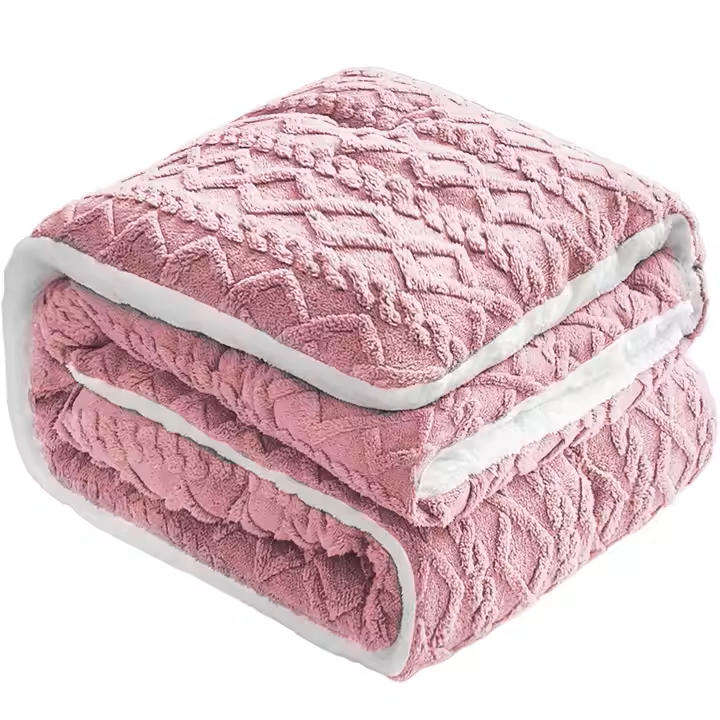 Luxury XL Thick Sherpa Fleece Blanket - 200 x 230 cm - Pink