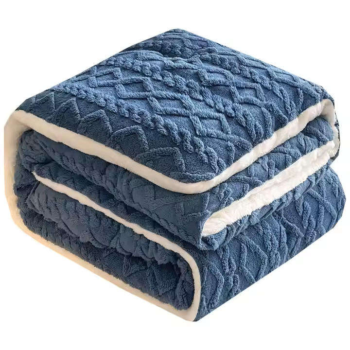 Luxury XL Thick Sherpa Fleece Blanket - 200 x 230 cm - Blue