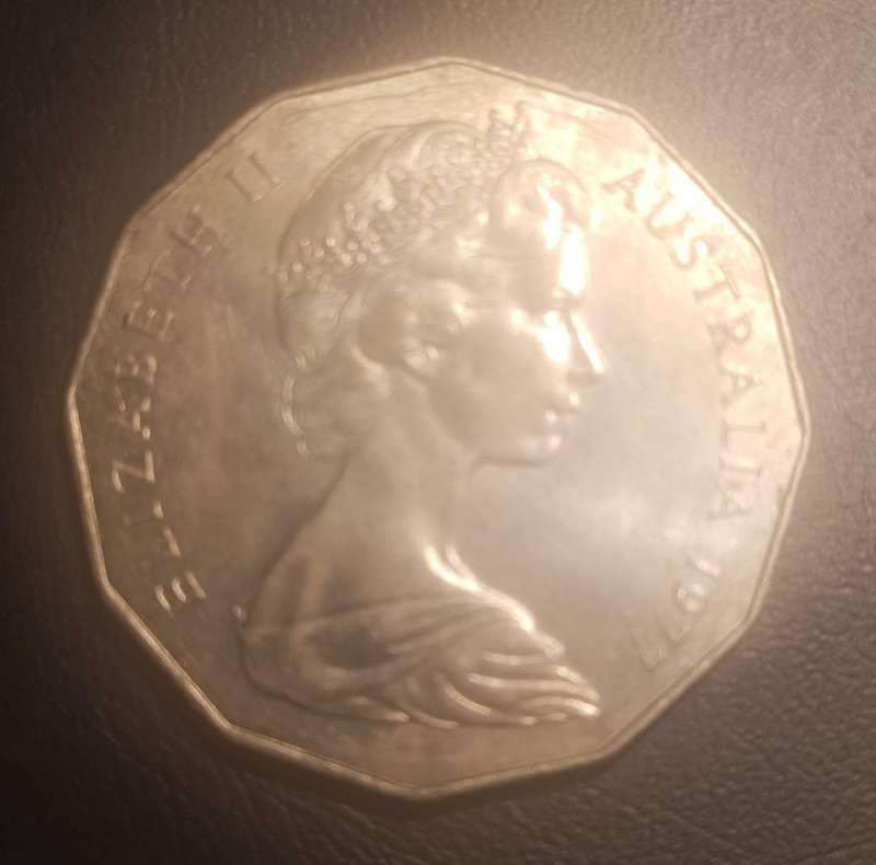 1977 Queen's Silver Jubilee 50 cent coin, historical rare coin, Australia