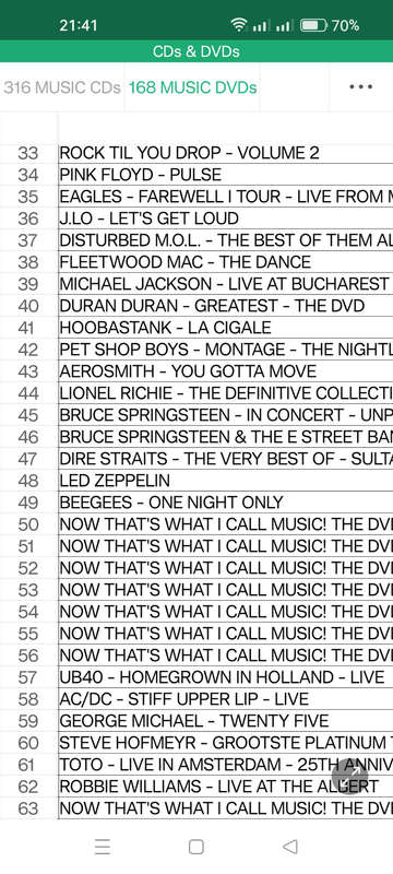168 Music DVDs and wood/glass lockable cabinet