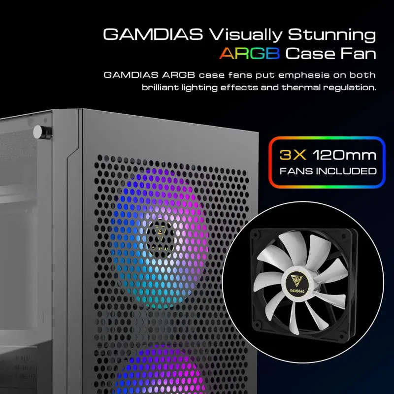 Gamdias Talos E3 Mesh Gaming Case - Black