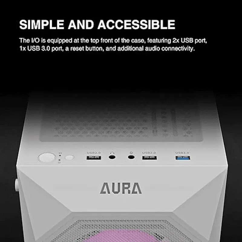 White ATX Gaming Case with ARGB Fans & Tempered Glass  Gamdias AURA-GC1-ELITE