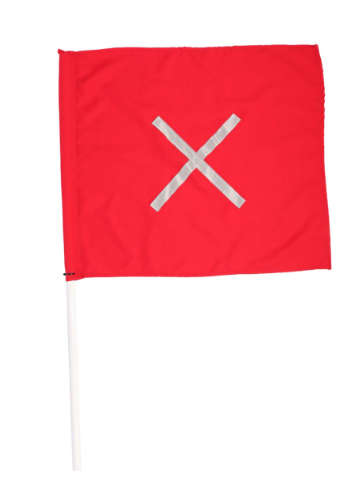 MAC AFRIC 57x62 cm Red Flag with Reflective X & 1m PVC Handle