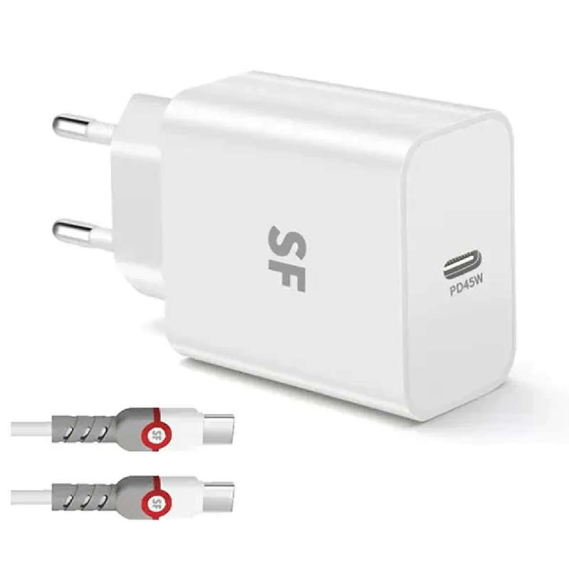 Supa Fly 45W Type C Wall Charger with Cable - White