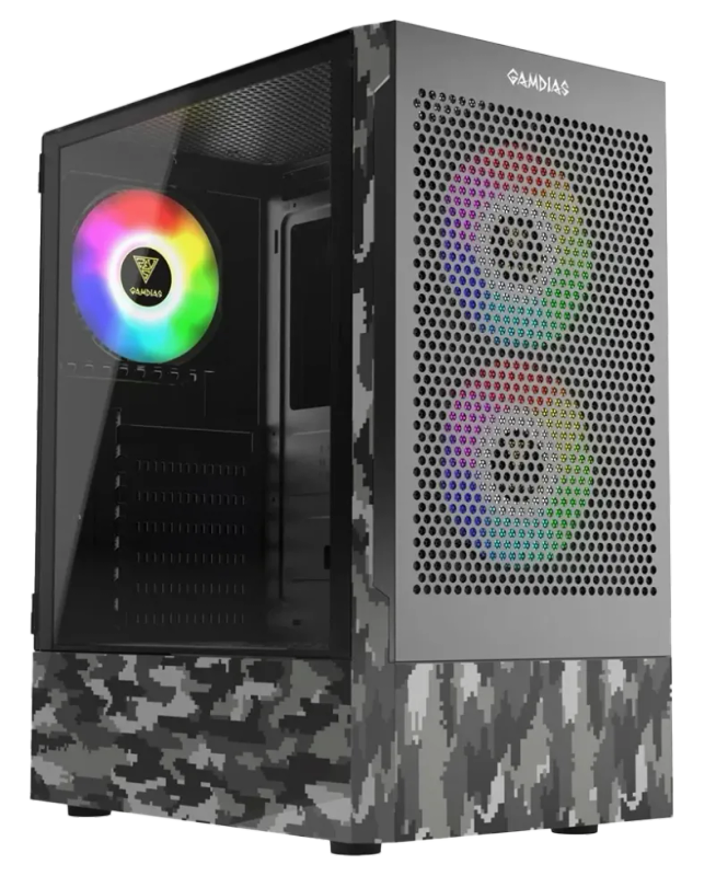 Gamdias Camo Edition Talos E3 Mesh Gaming Case with ARGB Fans & Tempered Glass