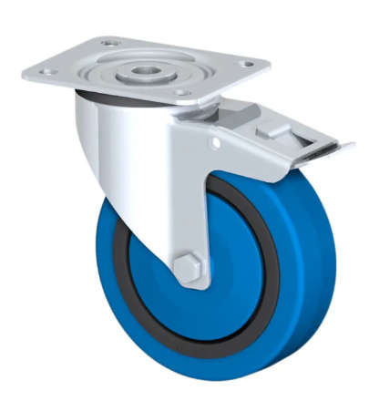 KEDLA Rubber and Castor Wheels - 100mm Elastic Brake Wheel