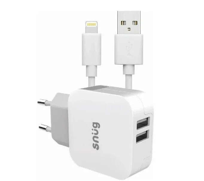 Snug 2 Port 42w PD Charger+Mfi Type C Cable - White
