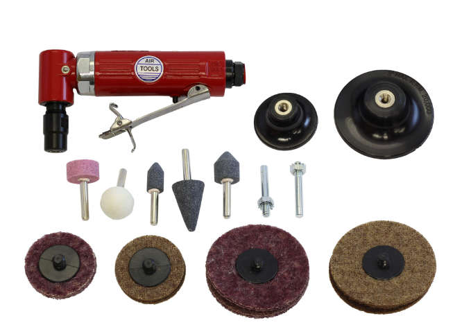 Angle Air Die Grinder with Sanding Pad + Stones