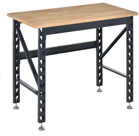 MAC AFRIC Work Table with Adjustable Footpads and Large Solid Wood Tabletop