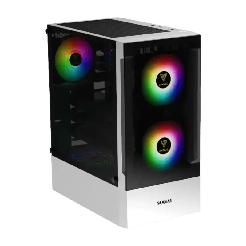 Premium White Compact Mid-Tower Gaming Case with ARGB Fans  TALOS E3