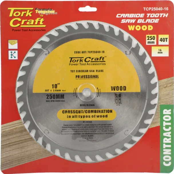 TORK CRAFT Carbide Tooth Contractors Saw Blade 250 MM x 40T x 16 MM
