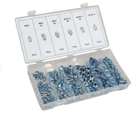 110 Piece Metric Universal Grease Nipple Fittings Set