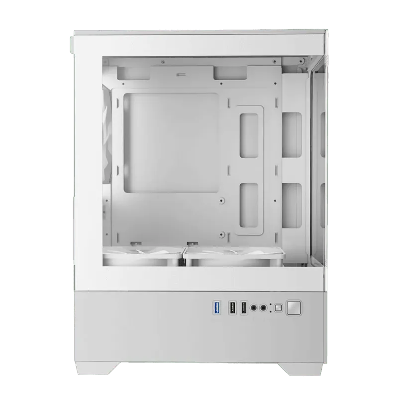 White ATX Mid Tower Gaming Case with ARGB Fans & Tempered Glass