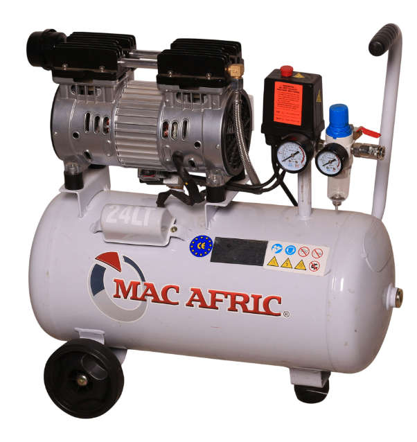 MAC AFRIC Professional 24 Litre 0.6 KW (0.8 HP) 230 V Oil Free Silent Air Compressor
